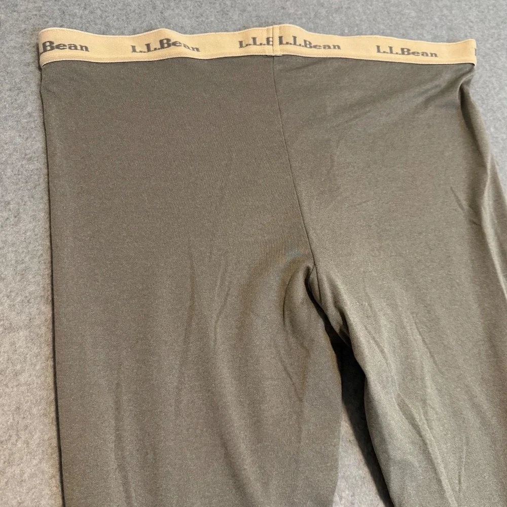 LL Bean Mens L REG Base Layer Pants Long Johns Underwear Gray Cream Stretch Hike